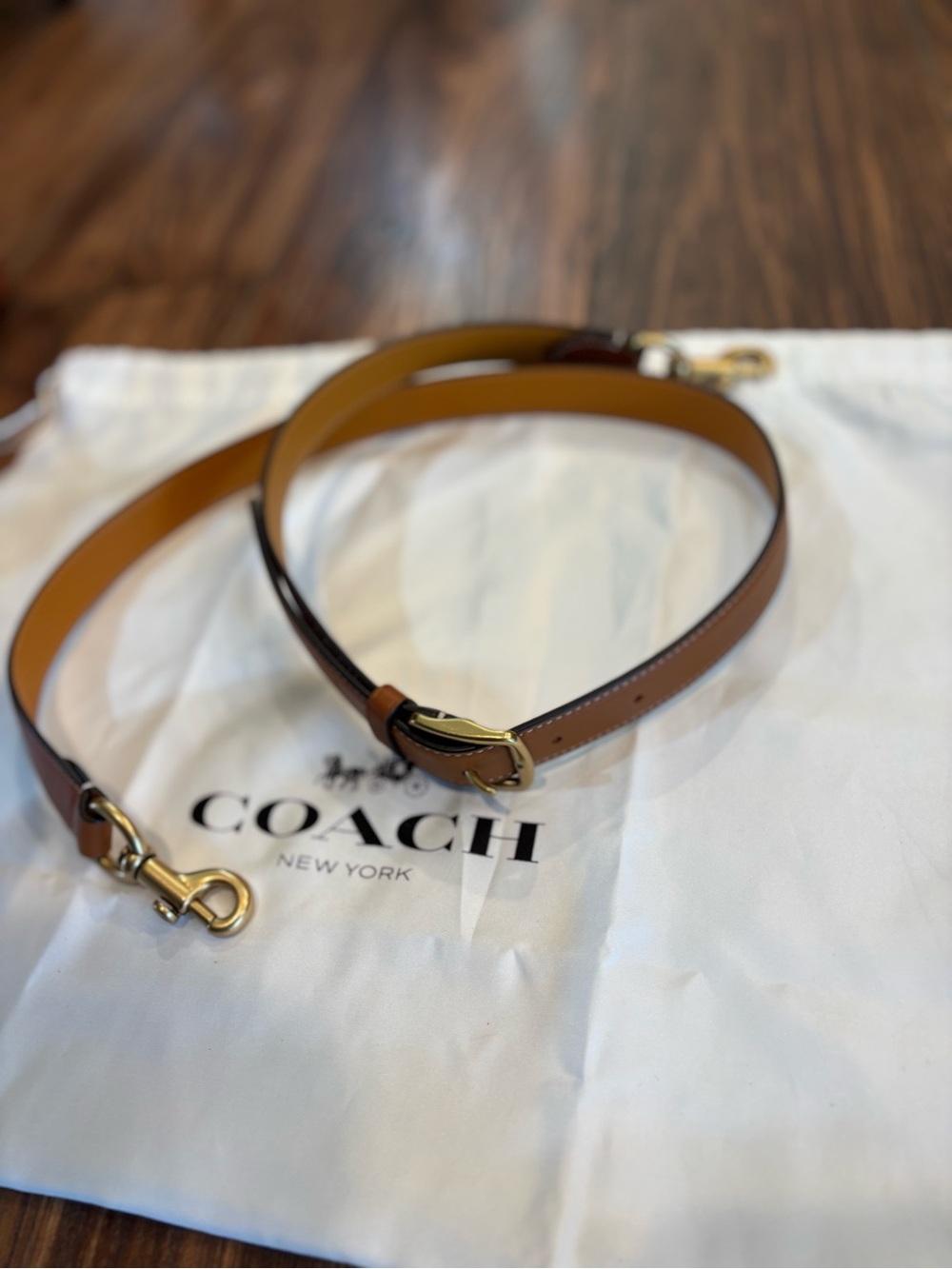 Coach Brown Detachable Adjustable Crossbody Strap with Gold Hardware Buckle